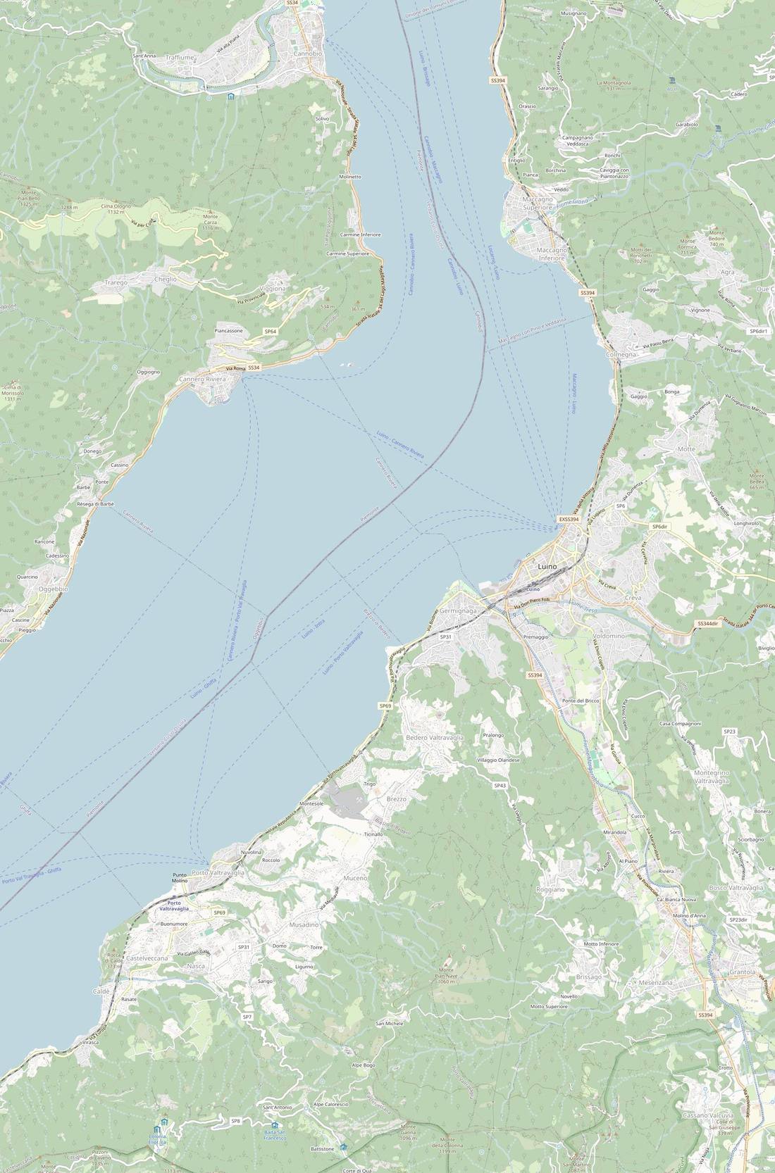 Mappa del Lago Maggiore tra Maccagno e Castelveccana con i nostri appartamenti